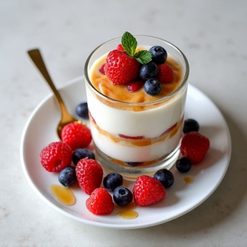 Creamy Protein Greek Yogurt Parfait with Mixed Berries and Almond Butter