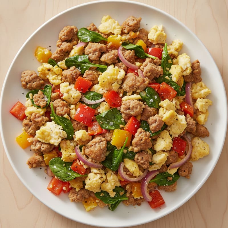 Sheet Pan Sausage and Veggie Scramble