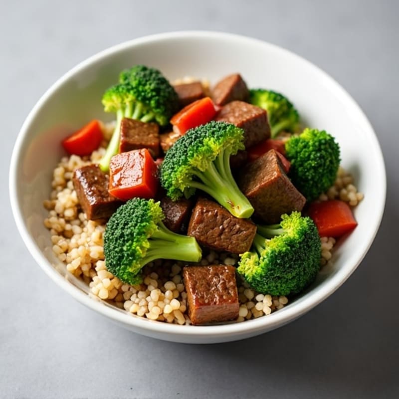 Lean Beef and Crispy Broccoli Stir-Fry with Brown Rice