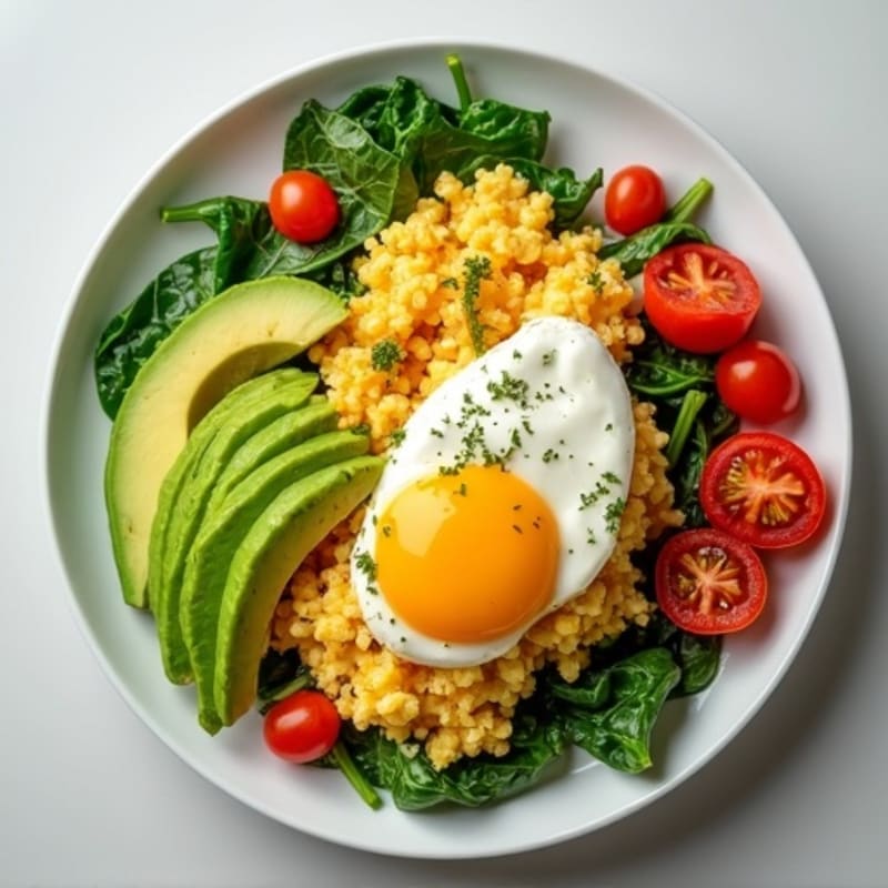 Egg White and Cottage Cheese Scramble with Spinach and Tomato