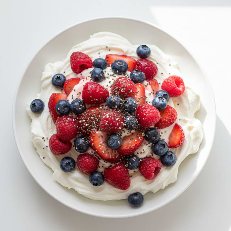 Greek Yogurt Protein Pudding with Mixed Berries