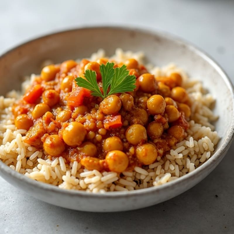 Chickpea Lentil Curry with Brown Rice