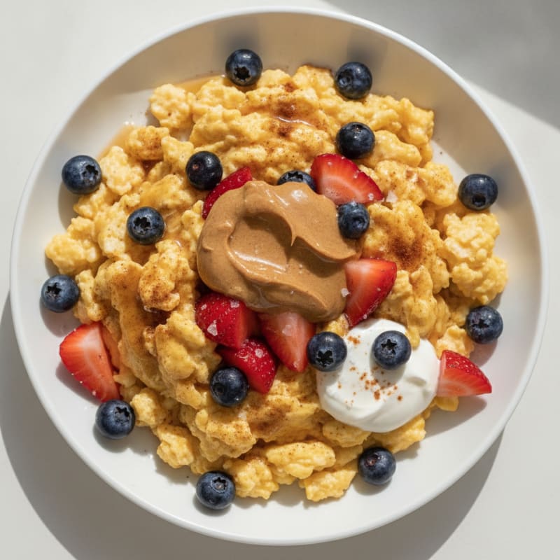 Sweet Scrambled Eggs with Berries