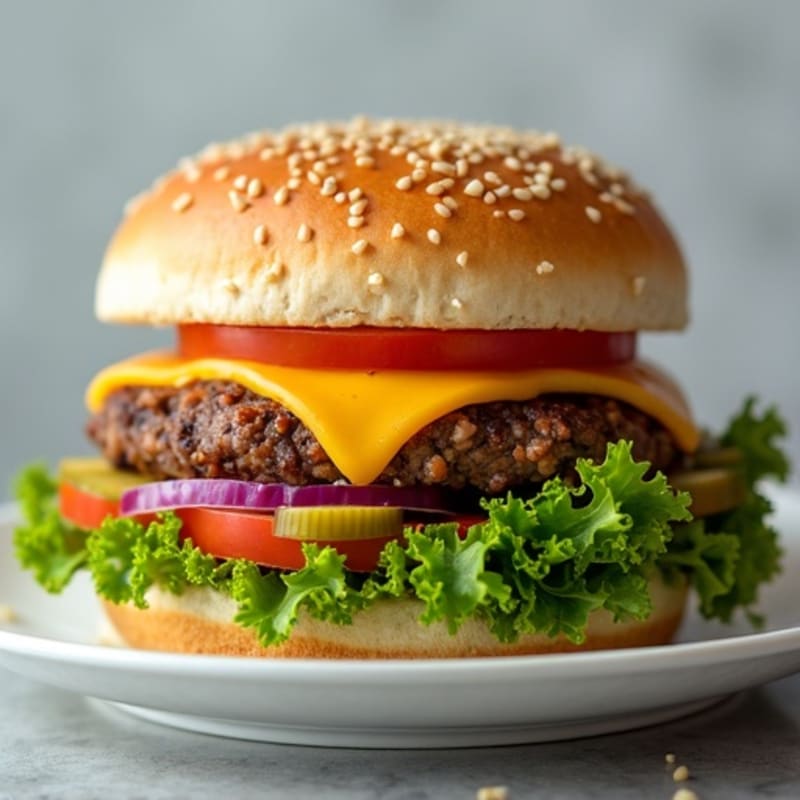 Lean Ground Beef Cheeseburger Salad with Fresh Greens and Tangy Dressing