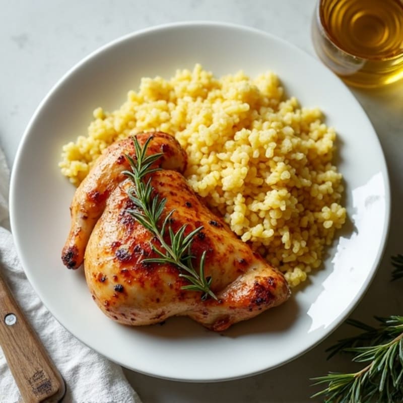 Herb-Roasted Chicken with Garlic Turmeric Rice
