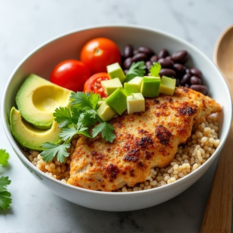 Cilantro-Lime Chicken Burrito Bowl with Creamy Avocado