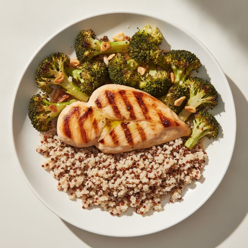 Grilled Chicken Breast with Roasted Broccoli and Quinoa