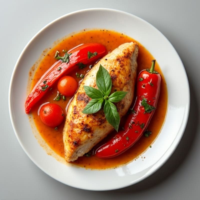 Braised Chicken with Bell Peppers and Rustic Tomato Sauce