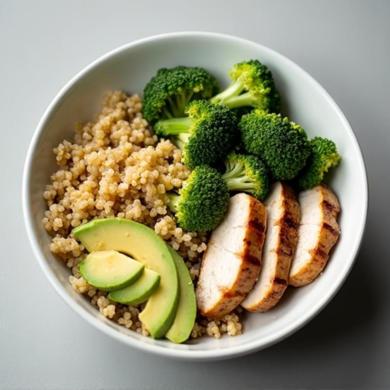 Grilled Chicken and Quinoa Power Bowl with Roasted Broccoli