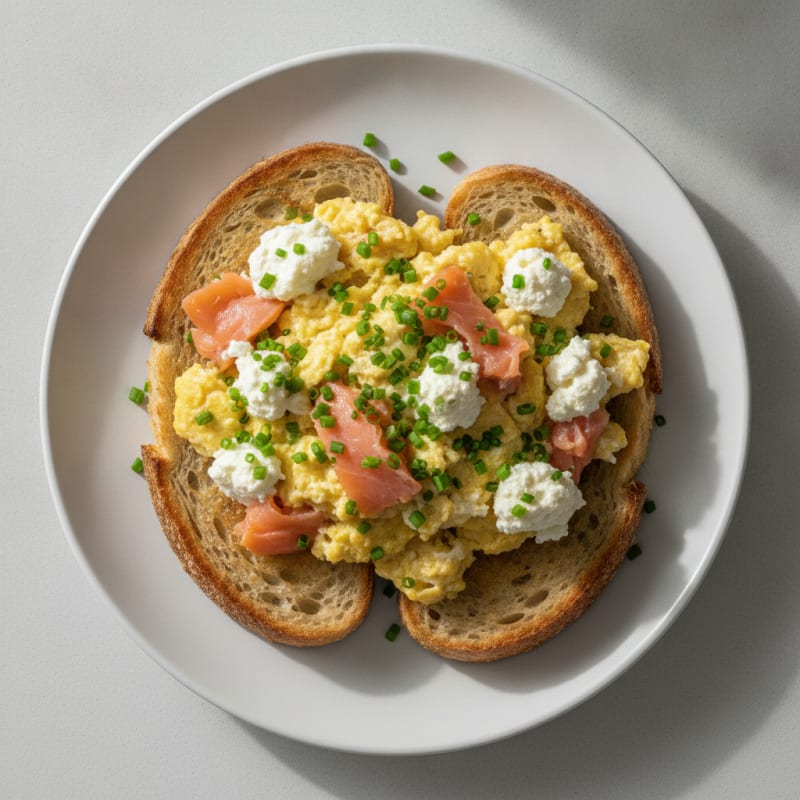 Smoked Salmon Scramble with Cottage Cheese and Chives