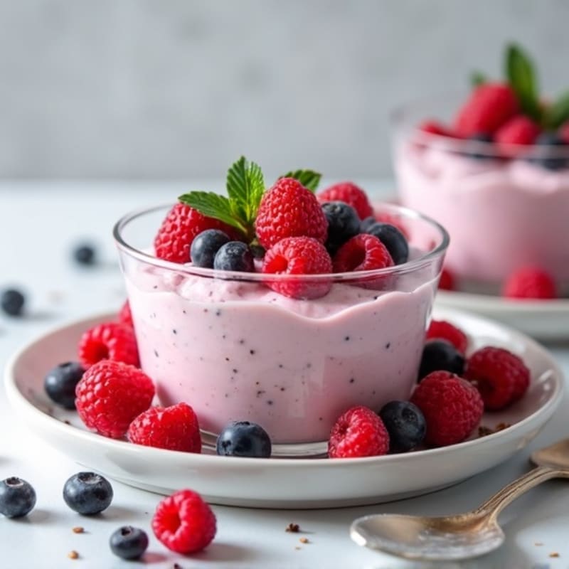 Greek Yogurt Protein Mousse with Mixed Berries