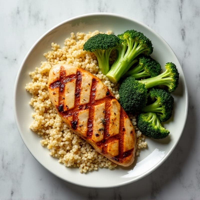 Grilled Chicken Breast with Roasted Broccoli and Quinoa