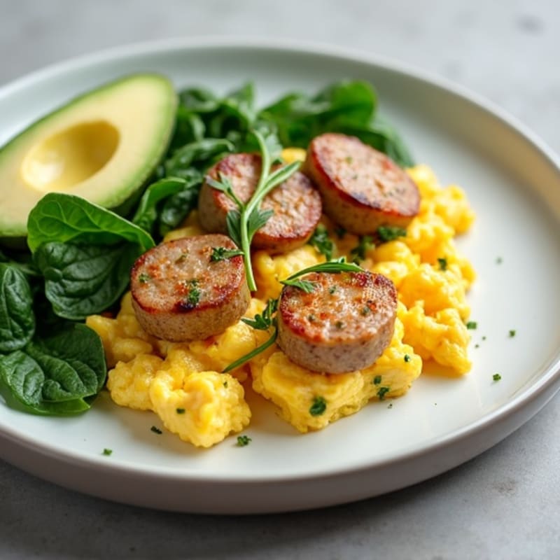 Egg White Scramble with Spinach and Turkey Sausage