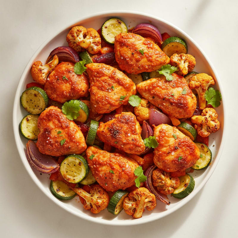 Spicy Harissa Chicken with Roasted Vegetables