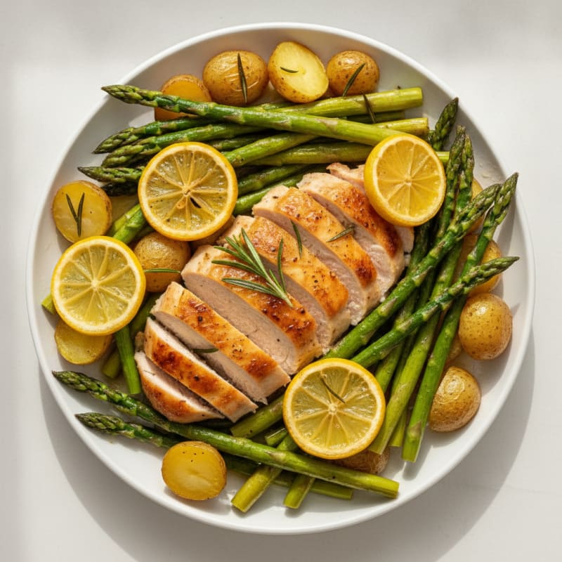 Lemon-Herb Roasted Chicken with Asparagus