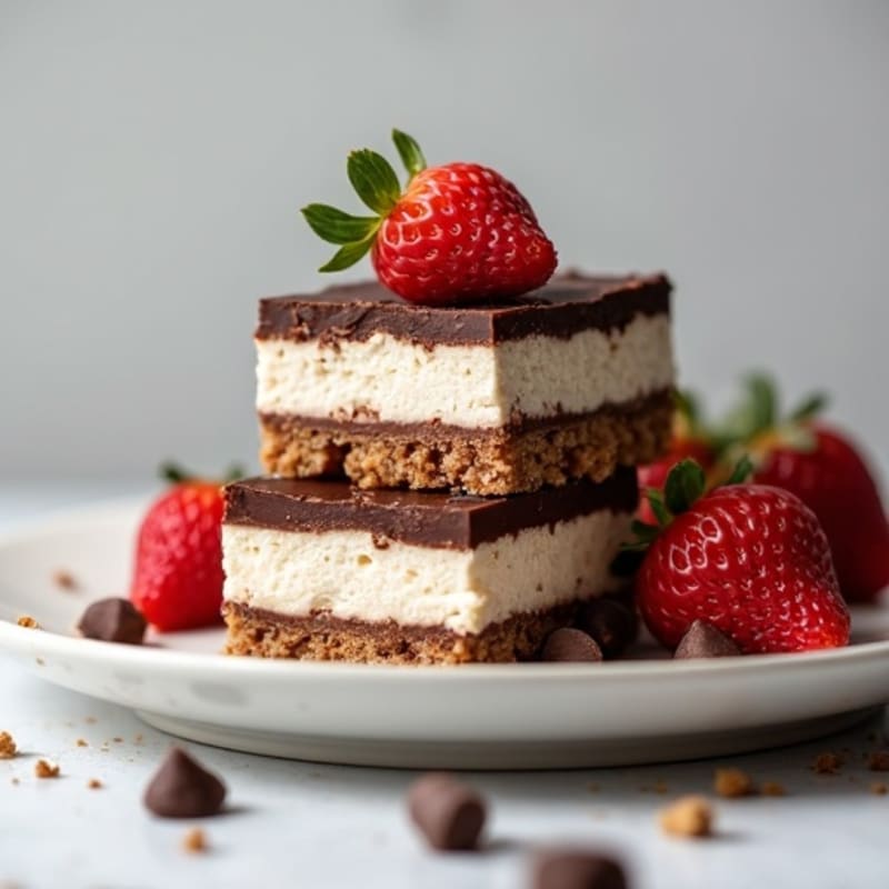 No-Bake Dark Chocolate Greek Yogurt Cheesecake Bars