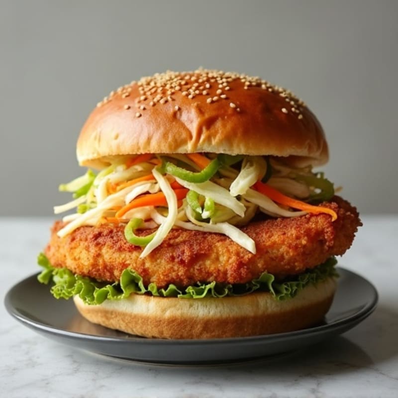Crispy Air-Fried Chicken Sandwich with Fresh Slaw