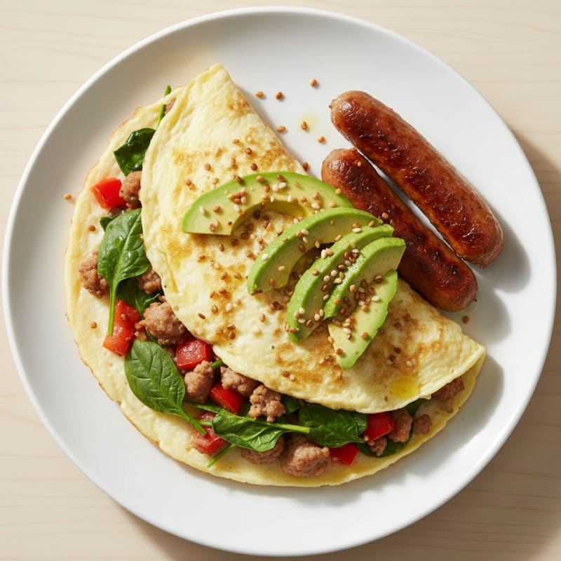 Egg White Veggie Omelette with Turkey Sausage