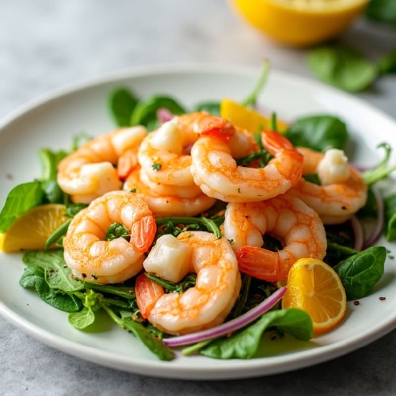 Citrus-Garlic Shrimp Salad with Leafy Greens