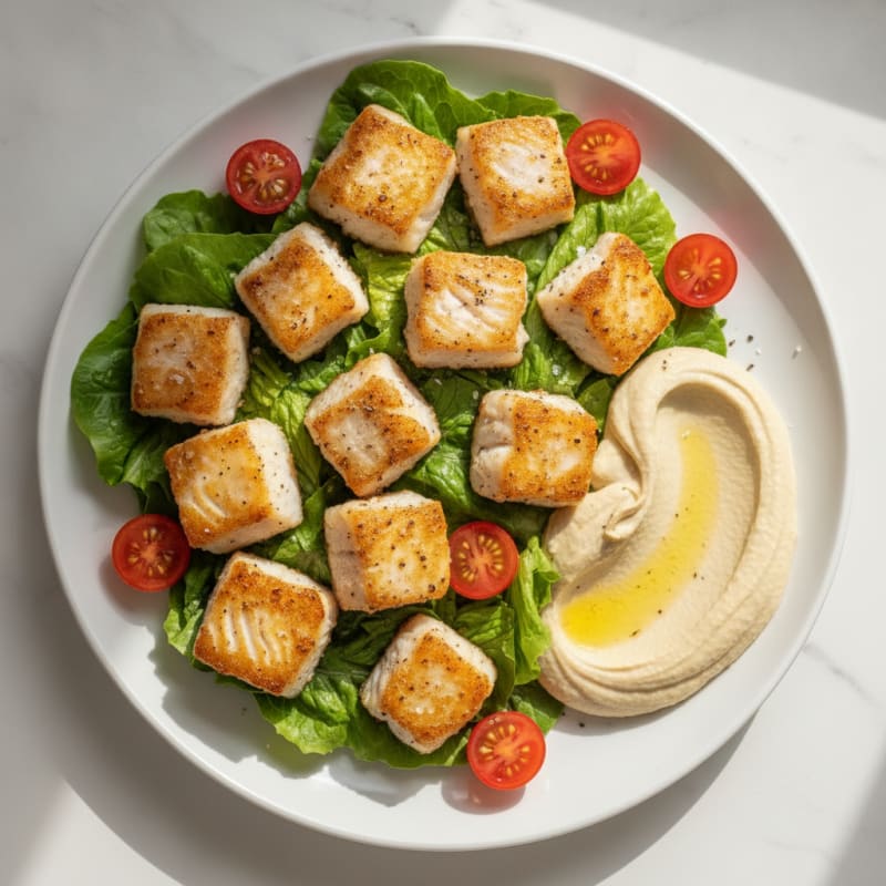 Pan-Seared Rainbow Trout with Hummus