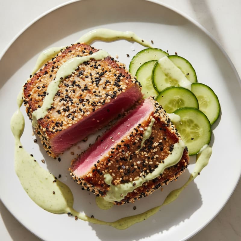 Pan-Seared Ahi Tuna with Wasabi Aioli