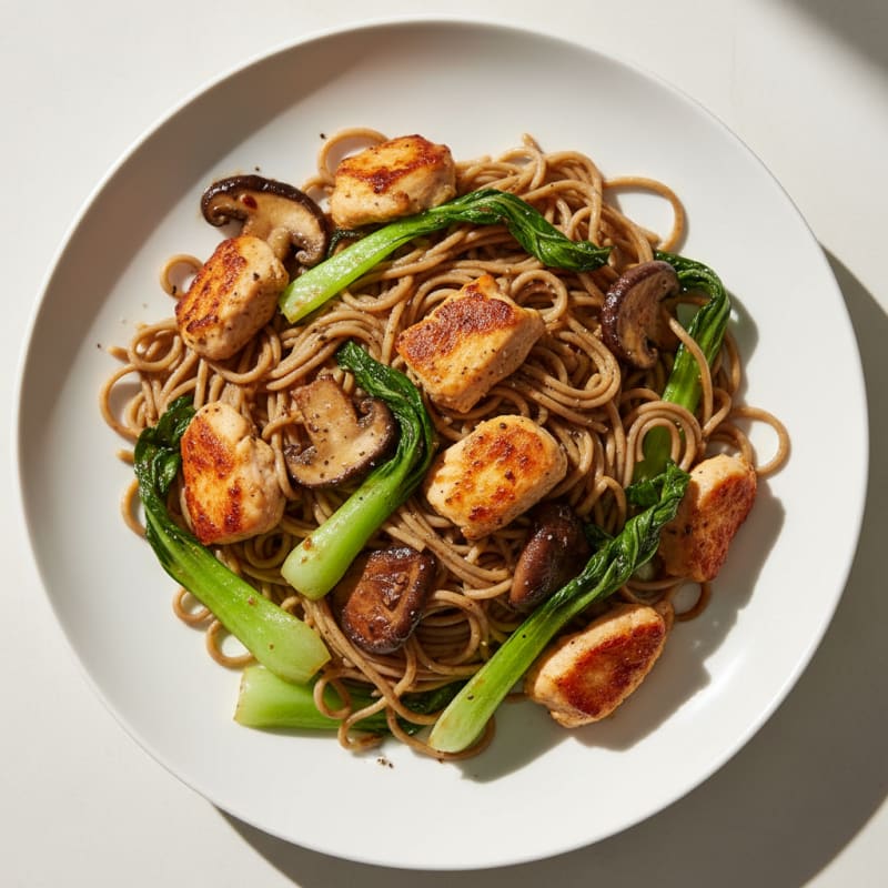 Charred Wild Mushroom and Bok Choy Stir-Fry