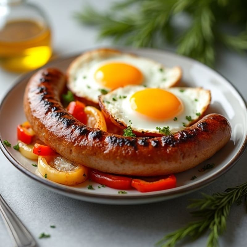 Herb-Roasted Turkey Bratwurst with Caramelized Onions and Peppers