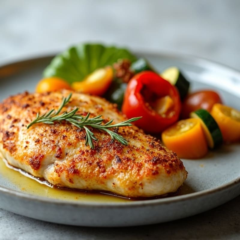 Herb-Crusted Pan Seared Chicken with Roasted Vegetables