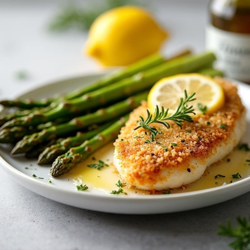 Crispy Lemon Herb Chicken with Roasted Asparagus