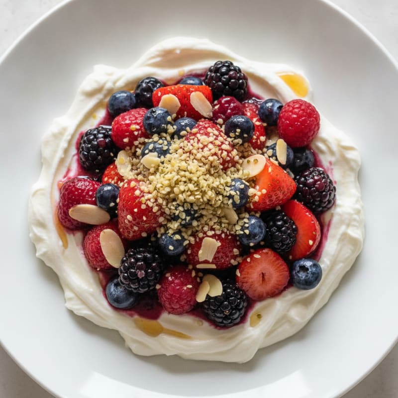 Silky Greek Yogurt Protein Pudding with Mixed Berries