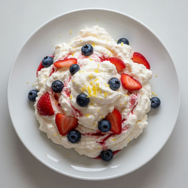 Greek Yogurt Protein Mousse with Strawberries and Blueberries