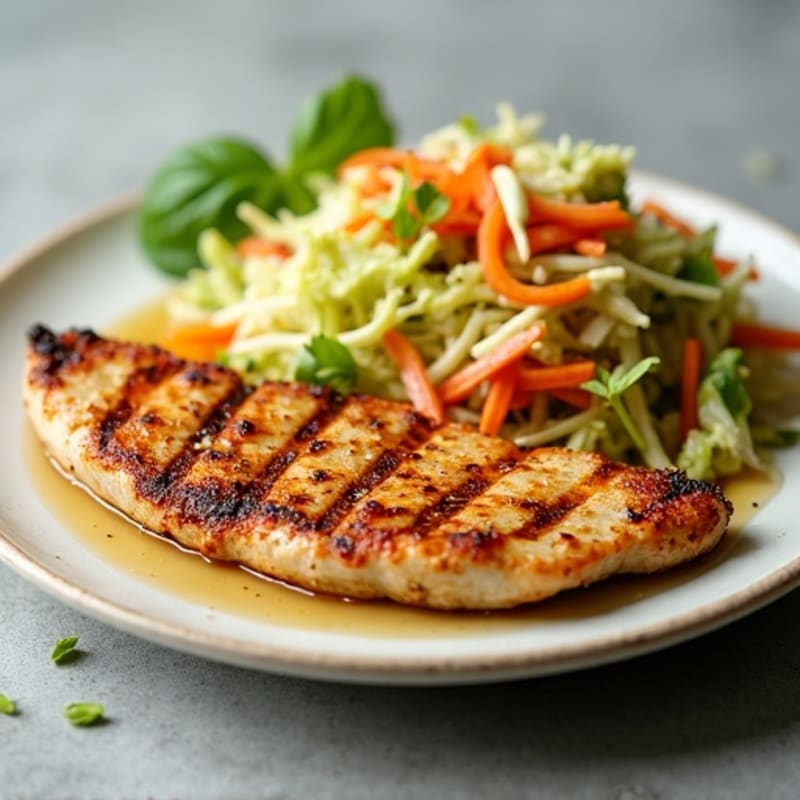 Grilled Chicken Breast with Crunchy Cabbage Slaw