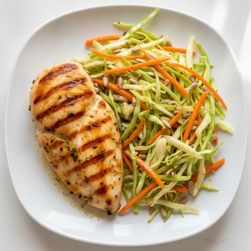 Grilled Chicken Breast with Crunchy Cabbage Slaw