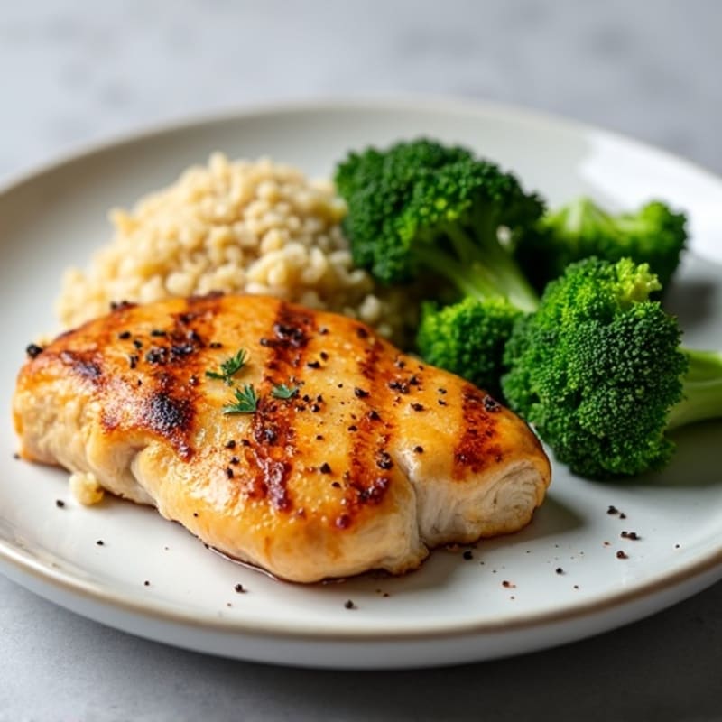 Seared Chicken Breast with Steamed Broccoli and Quinoa