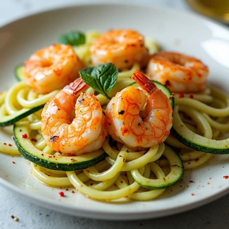 Garlic-Ginger Shrimp with Zucchini Noodles