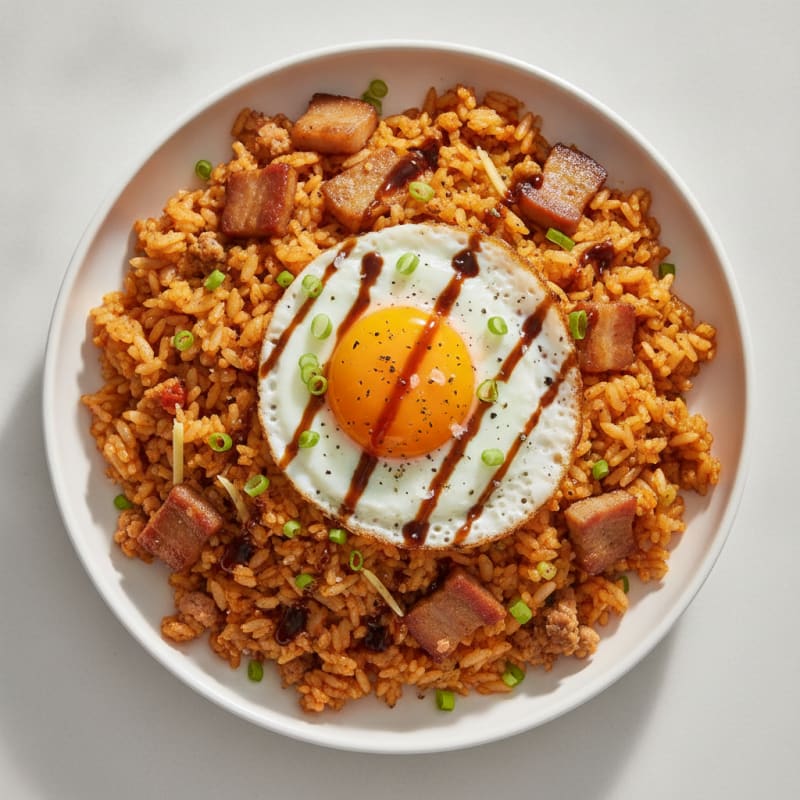 Kimchi Fried Rice with Pork Belly