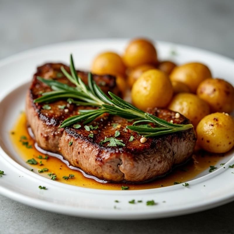 Herb-Garlic Butter Seared Steak with Roasted Baby Potatoes