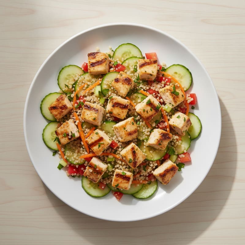 Grilled Chicken and Quinoa Salad with Crunchy Vegetables