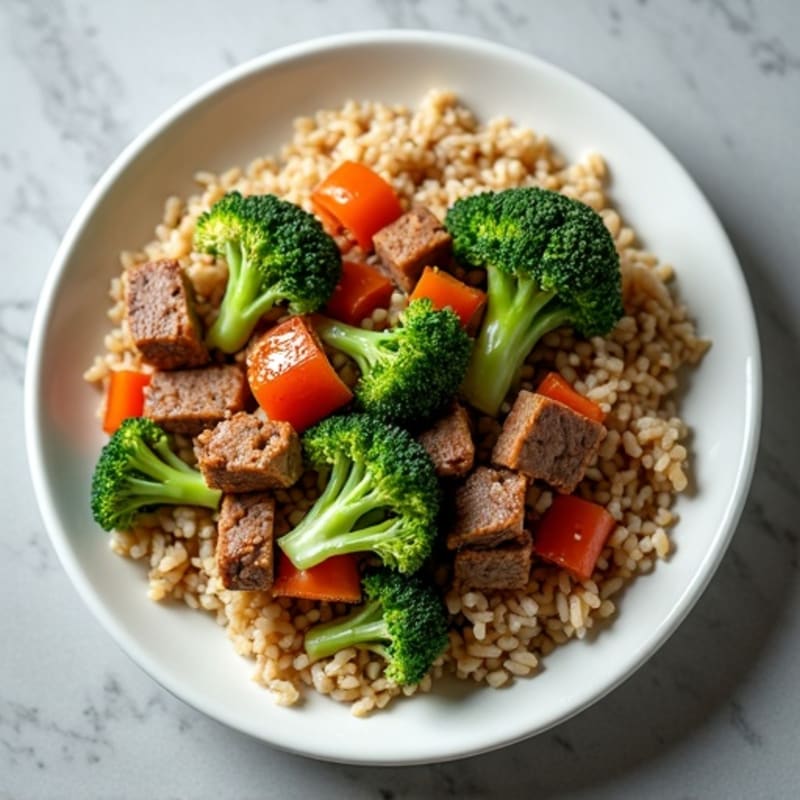 Savory Lean Beef and Crispy Broccoli Stir-Fry with Brown Rice