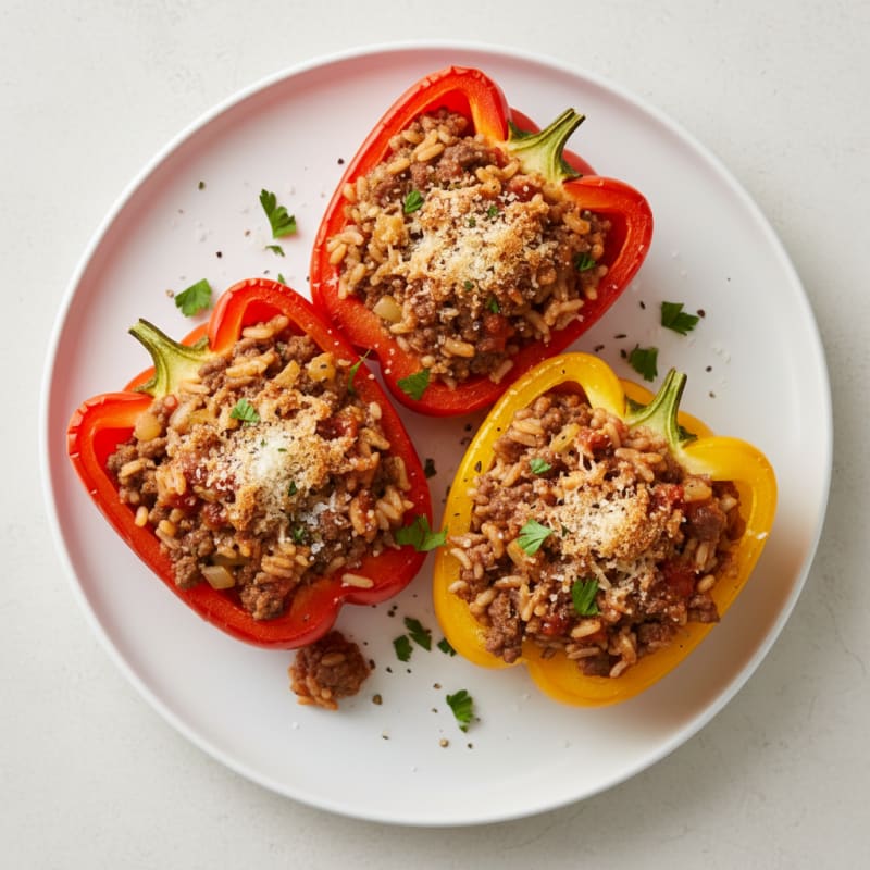 Beef and Rice Stuffed Bell Peppers
