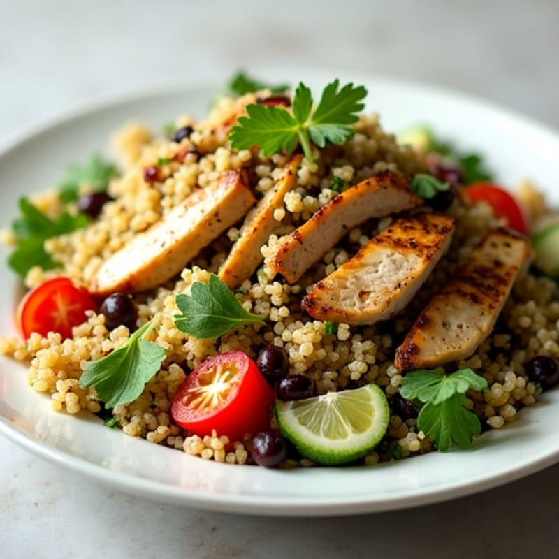 Zesty Quinoa and Black Bean Salad with Grilled Chicken