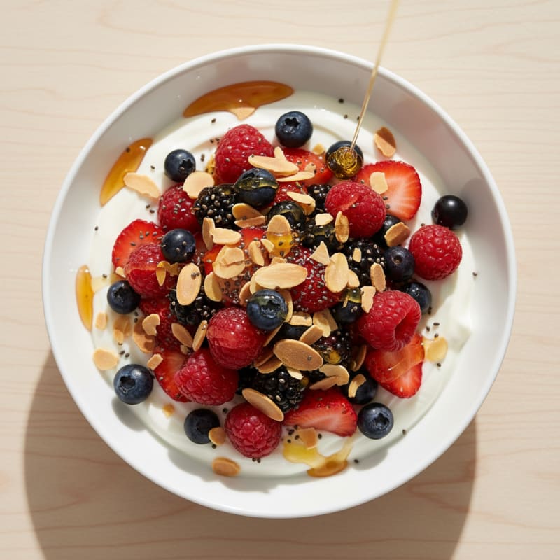 Creamy Greek Yogurt Bowl with Mixed Berries and Almonds