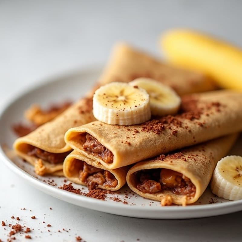 Whole Wheat Protein Crepes with Creamy Banana Cacao-Hazelnut Filling