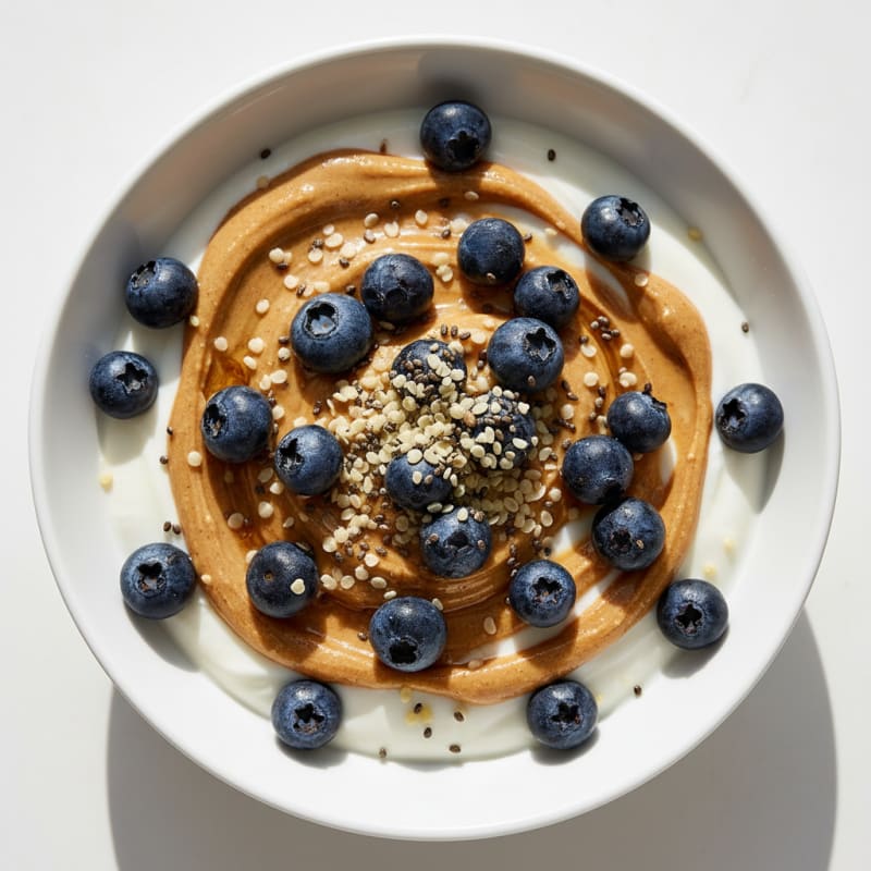 Creamy Greek Yogurt Bowl with Almond Butter and Hemp Seeds