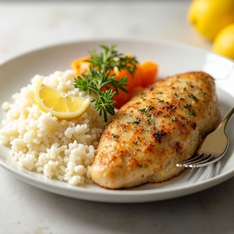 Lemon-Herb Roasted Chicken with Fluffy White Rice