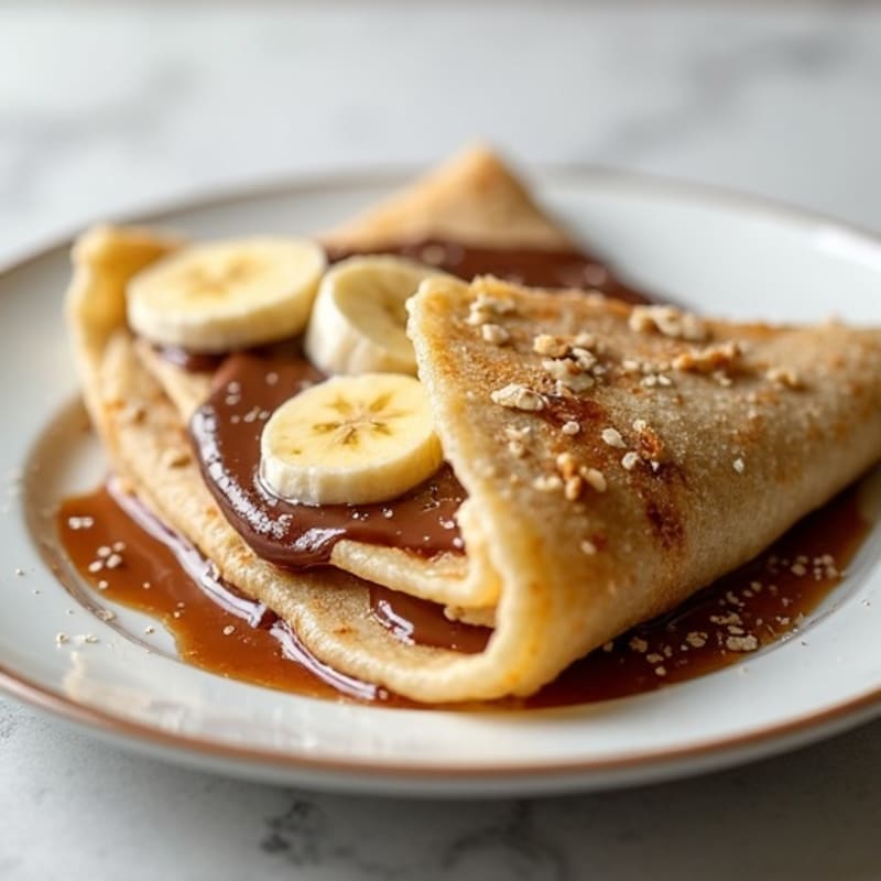 Protein-Packed Crepes with Sliced Banana and Creamy Chocolate Hazelnut Filling