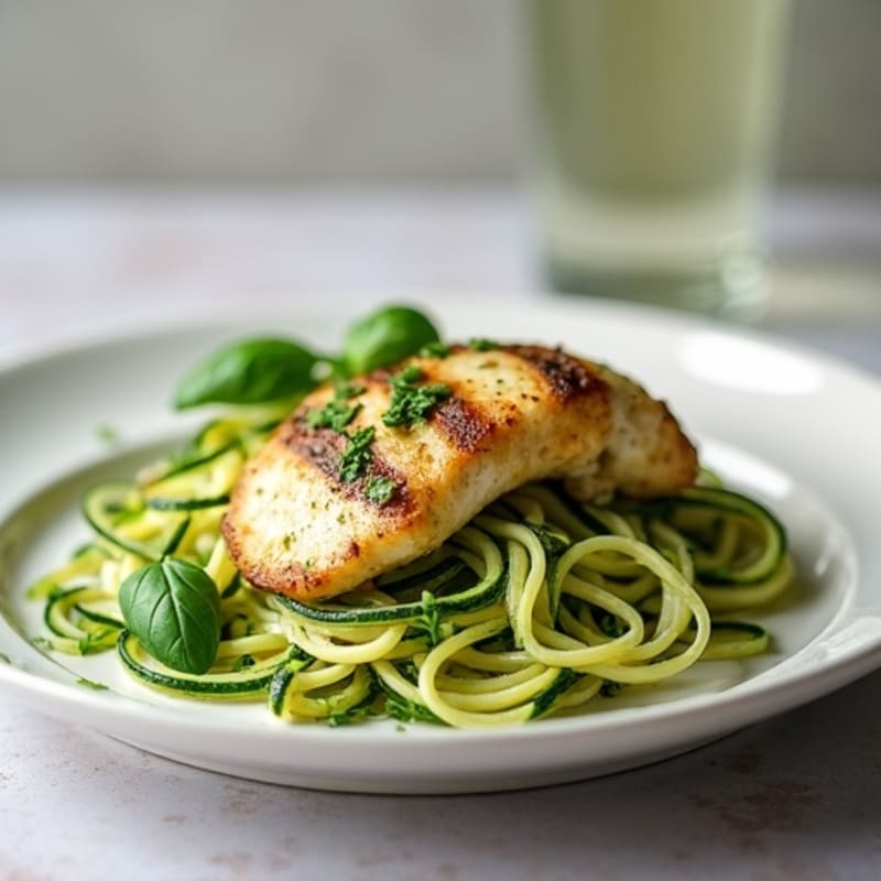 Creamy Pesto Chicken with Zucchini Noodles