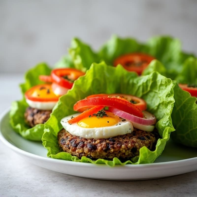 Hearty Black Bean Veggie Burger Lettuce Wraps