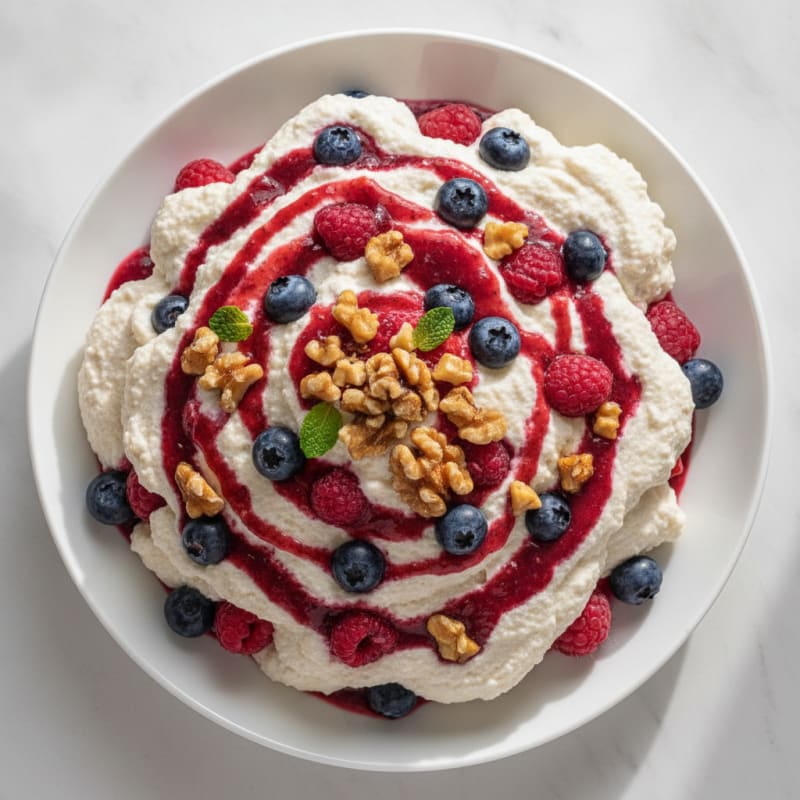 Greek Yogurt Protein Mousse with Mixed Berries