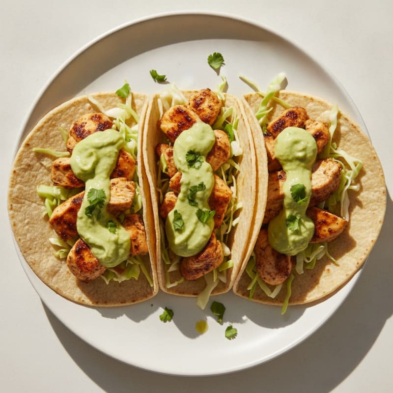 Chicken Tacos with Avocado Crema